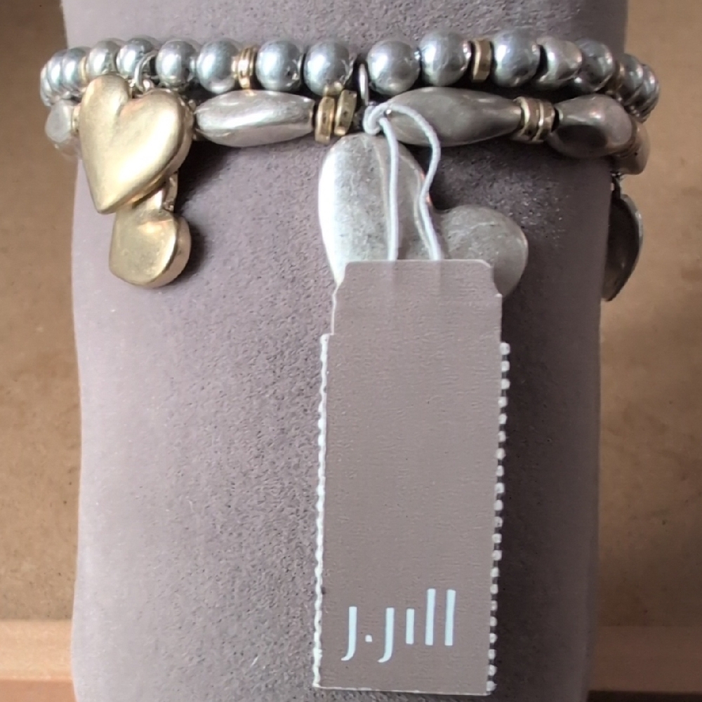 J. Jill Silver Stretch Bracelet Set with Heart Charms - Picture 2 of 7